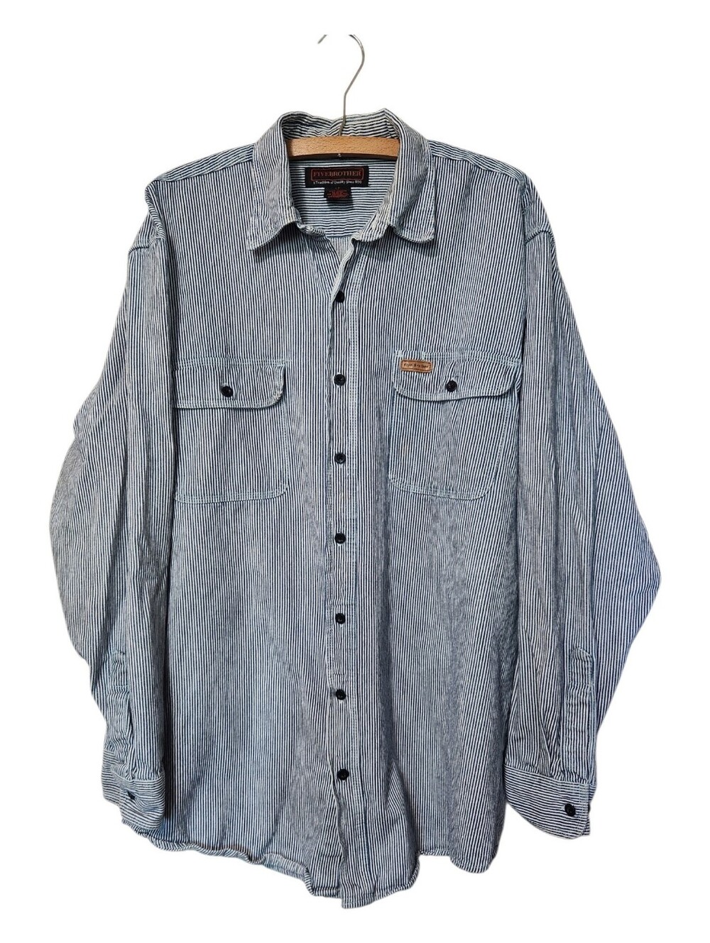 VTG Five Brother Heavyweight Hickory Stripe Shirt Size Large Tall